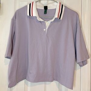 Wild Fable Crop‎ Polo Large Purple Short Sleeve Rugby Shirt Collared Tenniscore